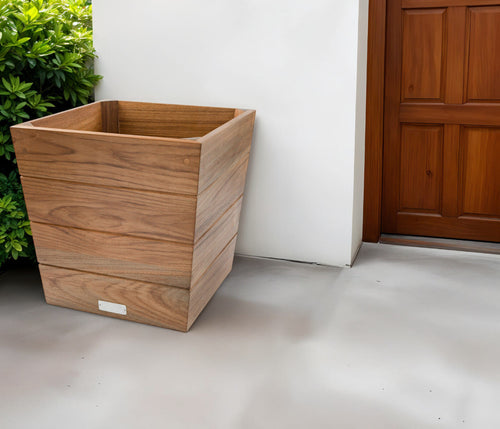 12" Brown Wood Indoor Outdoor Square Planter Box-0