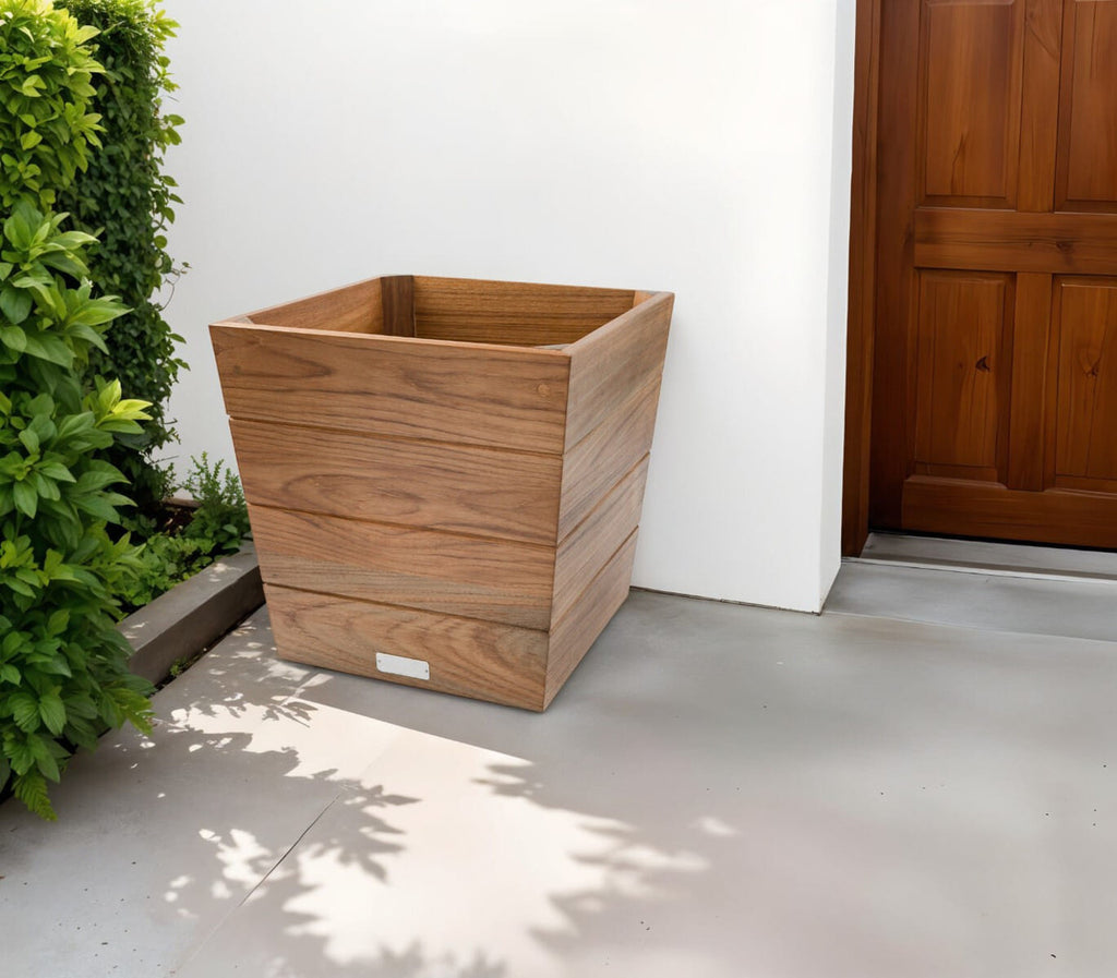 12" Brown Wood Indoor Outdoor Square Planter Box-2