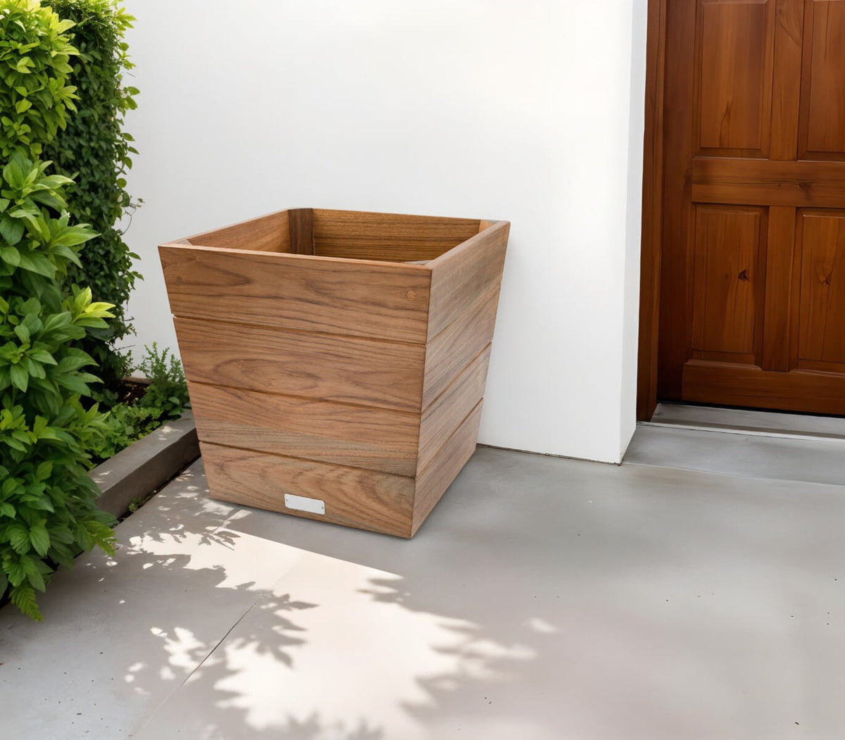 12" Brown Wood Indoor Outdoor Square Planter Box-2