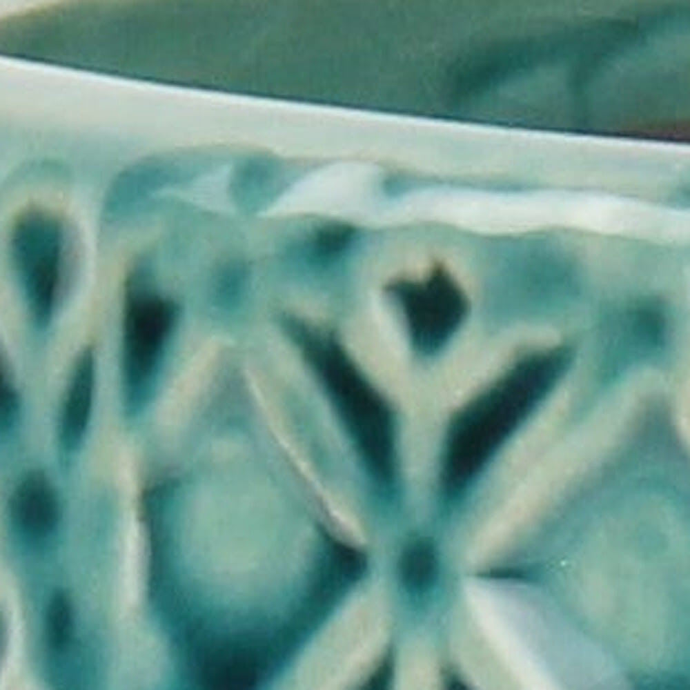 6" Turquoise Geometric Ceramic Indoor Outdoor Round Pot Planter-5