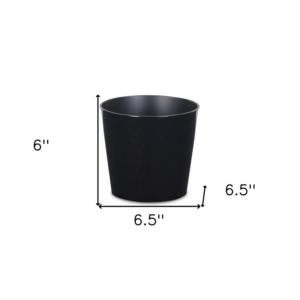 7" Black Recycled Plastic Indoor Outdoor Round Pot Planter-4