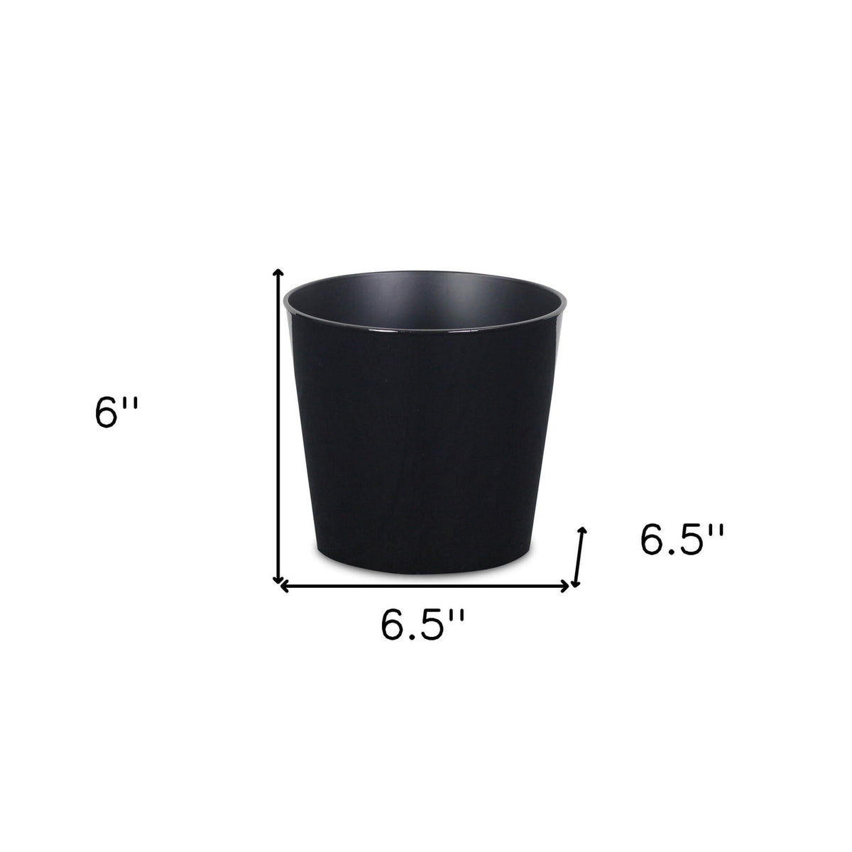 7" Black Recycled Plastic Indoor Outdoor Round Pot Planter-4