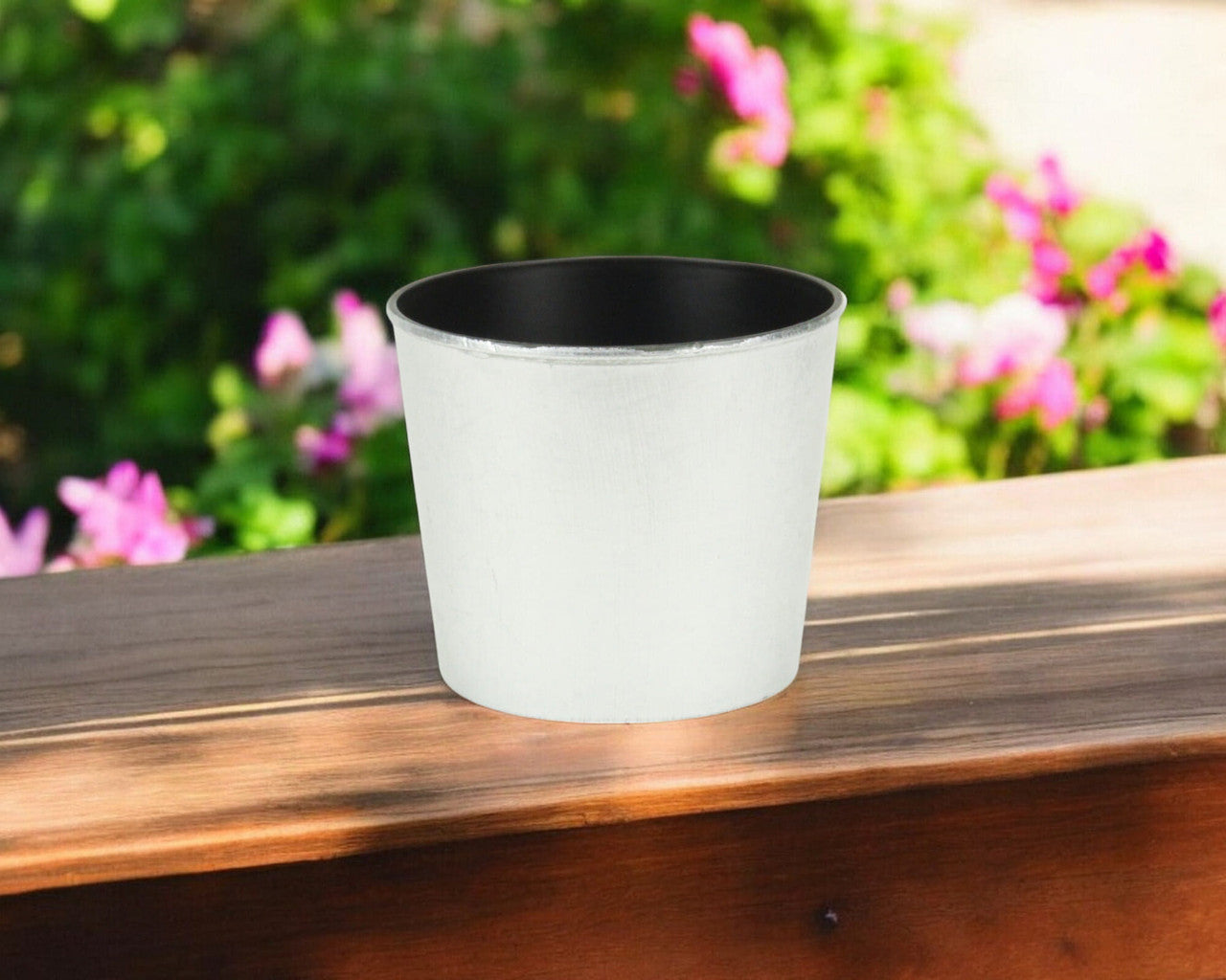 6" Silver Recycled Plastic Indoor Outdoor Round Pot Planter-0