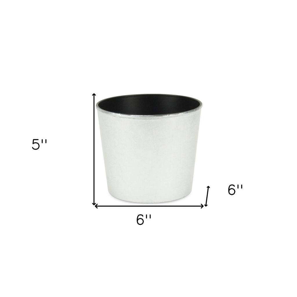 6" Silver Recycled Plastic Indoor Outdoor Round Pot Planter-4