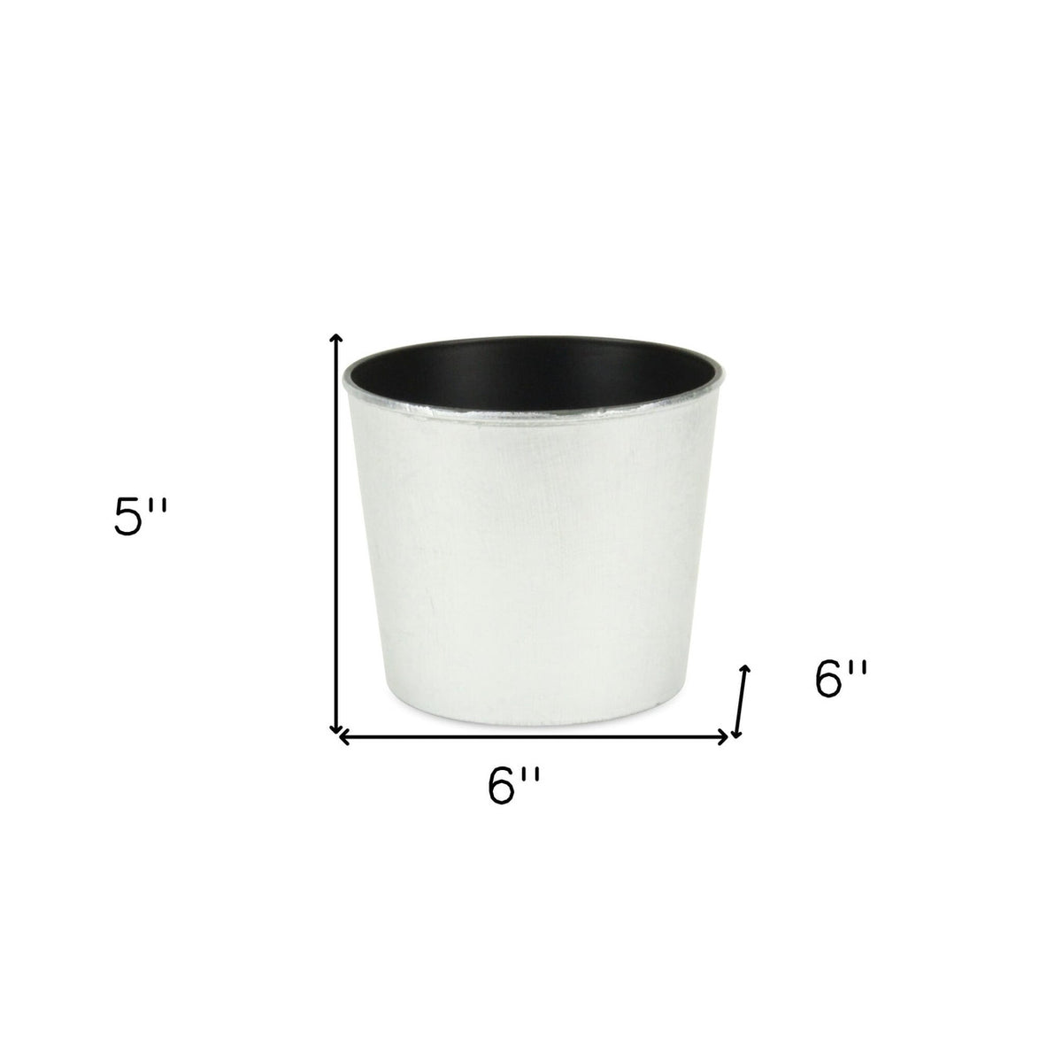 6" Silver Recycled Plastic Indoor Outdoor Round Pot Planter-4