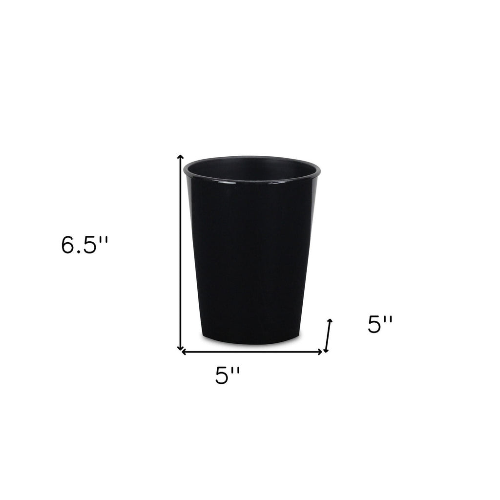 5" Black Recycled Plastic Indoor Outdoor Round Pot Planter-4