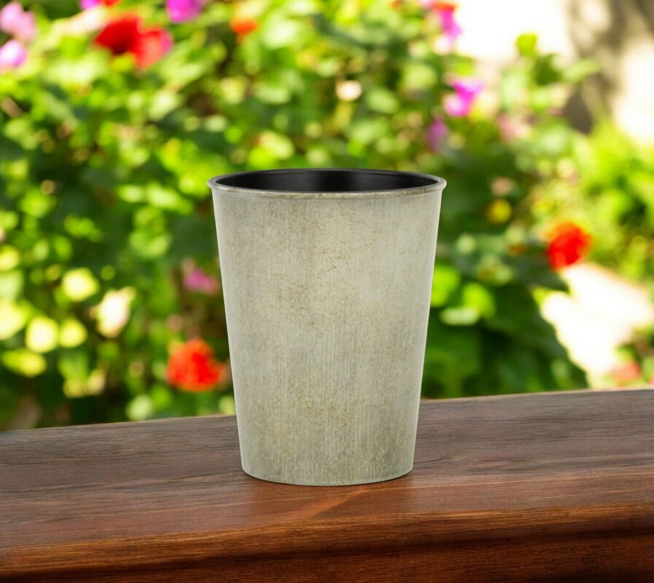 5" Gray Recycled Plastic Indoor Outdoor Round Pot Planter-0