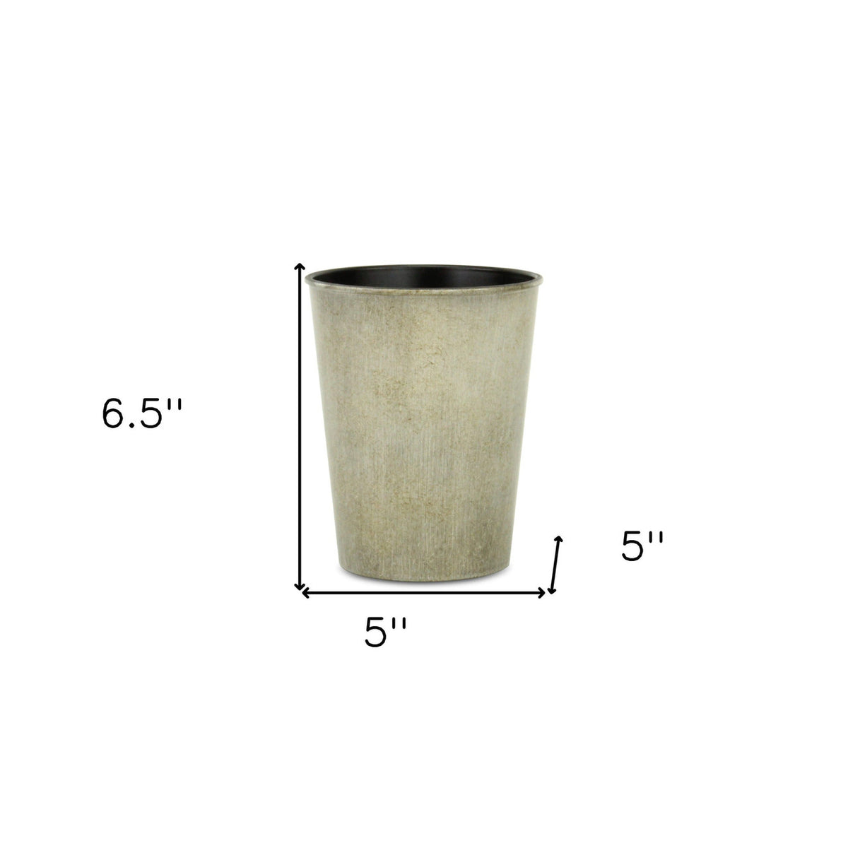 5" Gray Recycled Plastic Indoor Outdoor Round Pot Planter-4