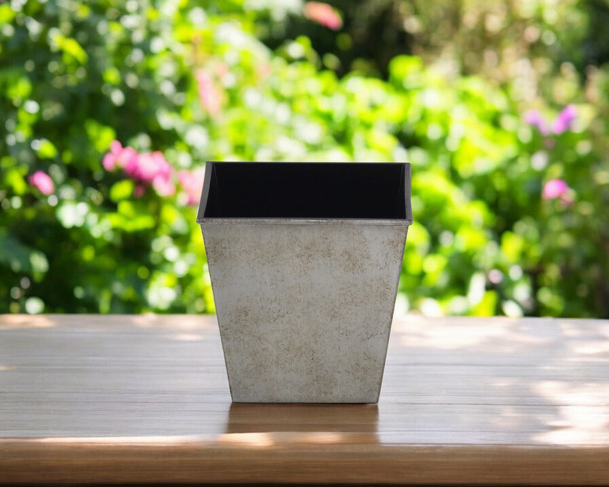 5" Gray Recycled Plastic Indoor Outdoor Square Pot Planter-5