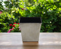 7" Gray Recycled Plastic Indoor Outdoor Square Pot Planter-0