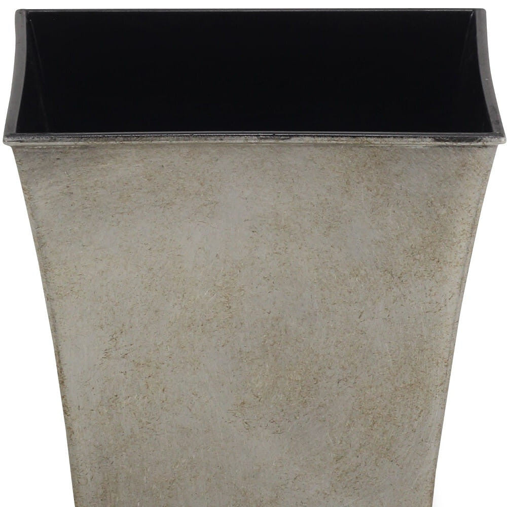 7" Gray Recycled Plastic Indoor Outdoor Square Pot Planter-3