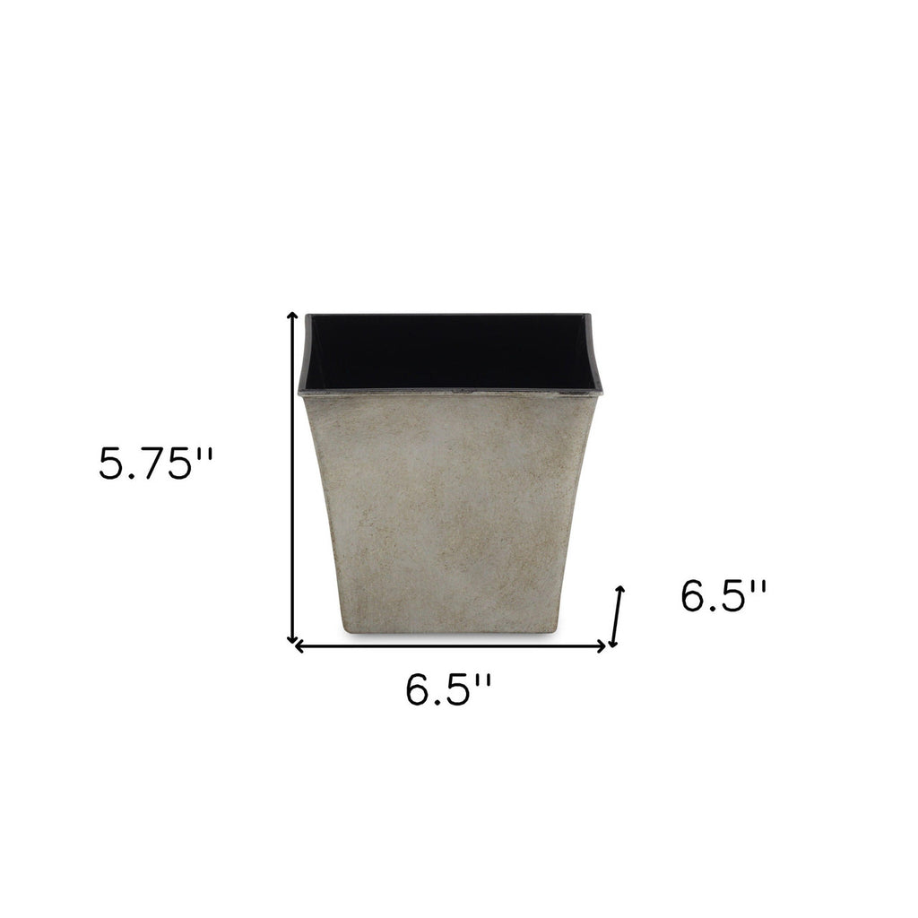 7" Gray Recycled Plastic Indoor Outdoor Square Pot Planter-4