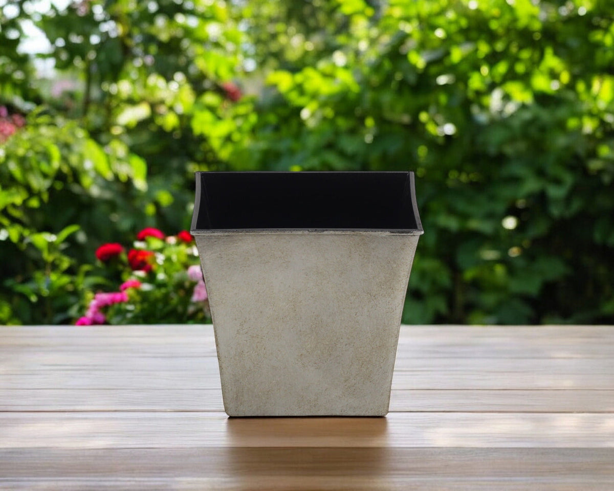 7" Gray Recycled Plastic Indoor Outdoor Square Pot Planter-5