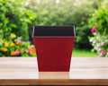 7" Red Recycled Plastic Indoor Outdoor Square Pot Planter-0