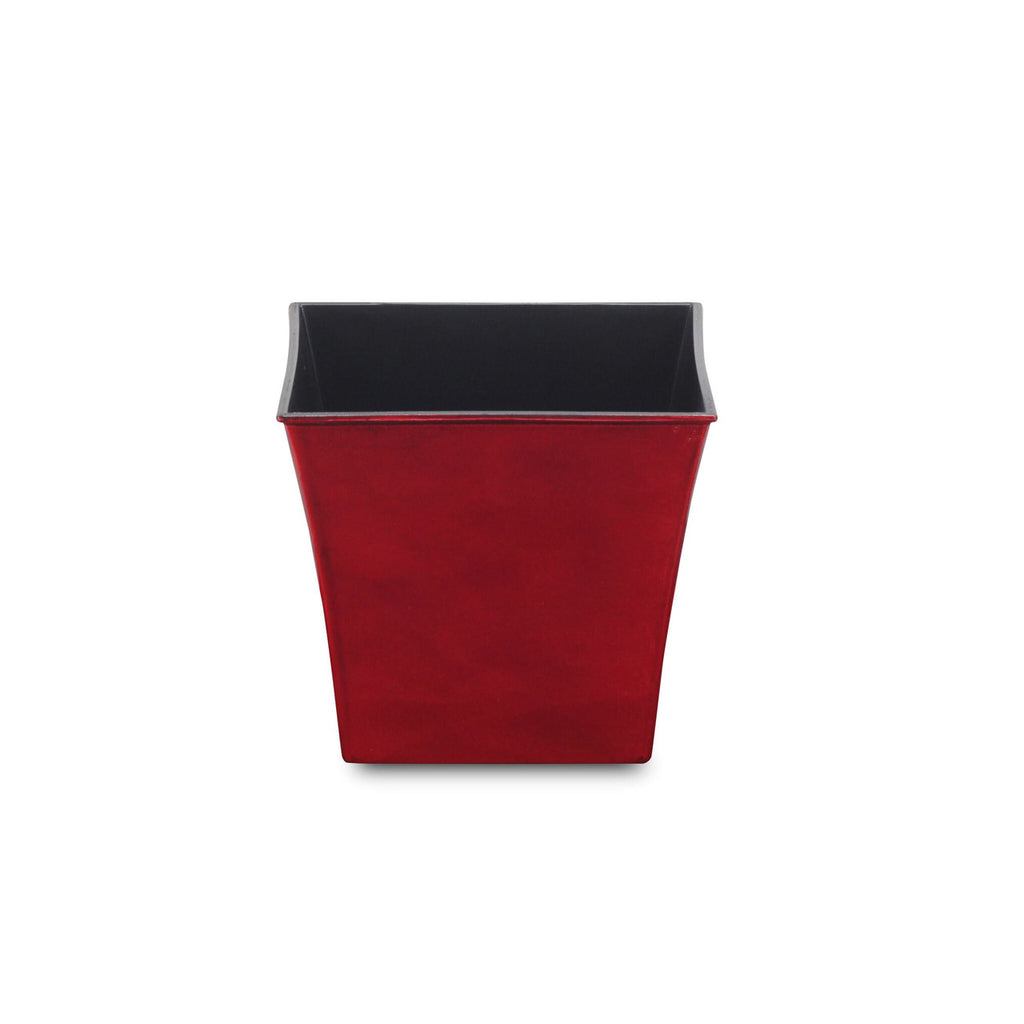 7" Red Recycled Plastic Indoor Outdoor Square Pot Planter-1