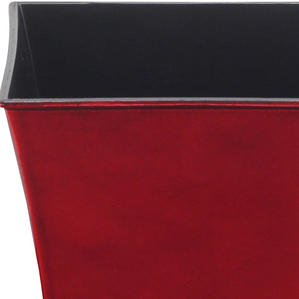 7" Red Recycled Plastic Indoor Outdoor Square Pot Planter-2
