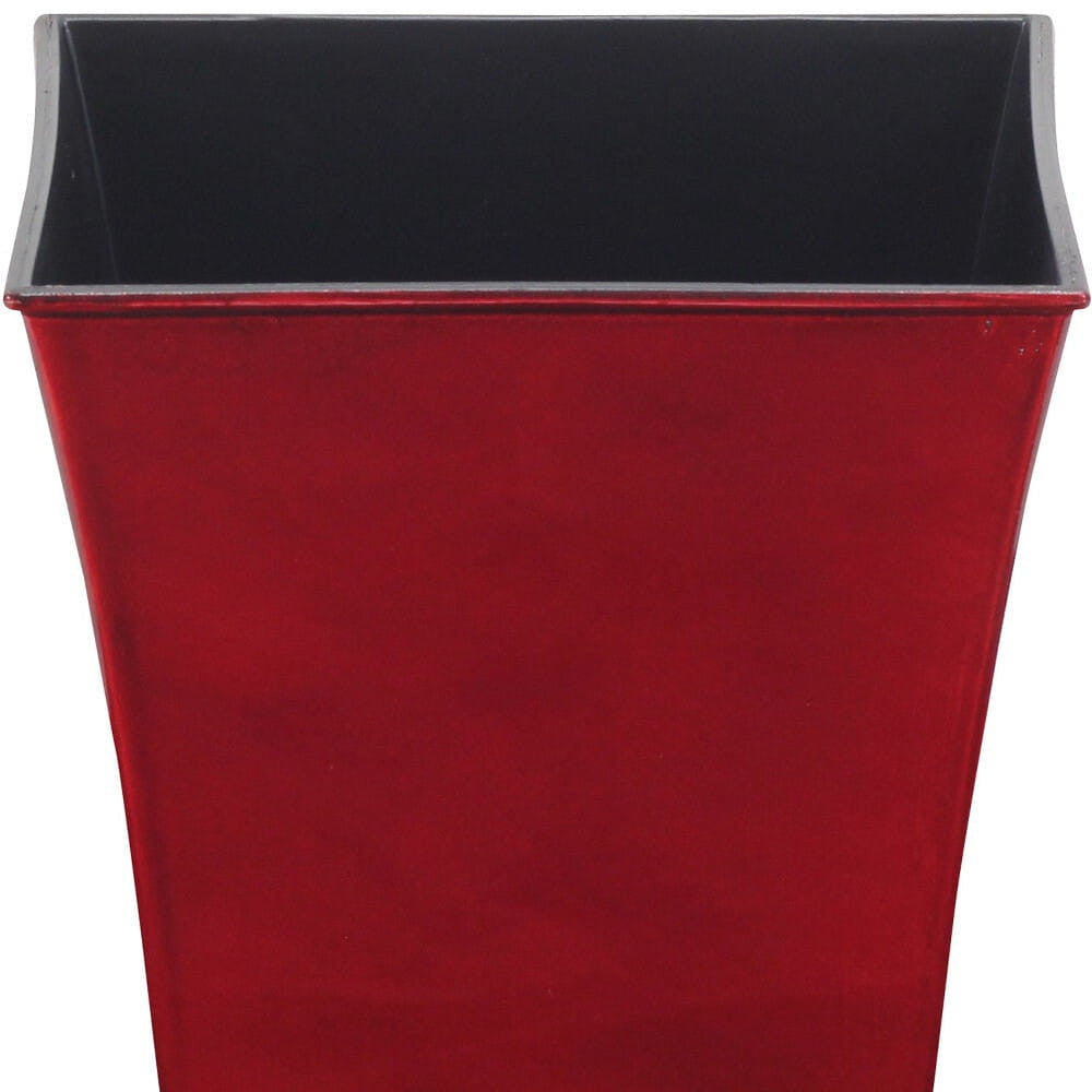 7" Red Recycled Plastic Indoor Outdoor Square Pot Planter-3