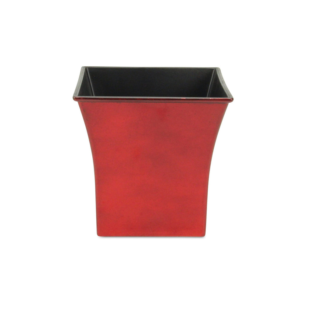7" Red Recycled Plastic Indoor Outdoor Square Pot Planter-1