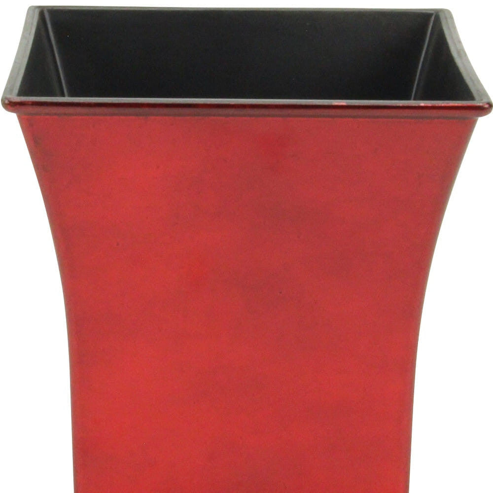 7" Red Recycled Plastic Indoor Outdoor Square Pot Planter-3