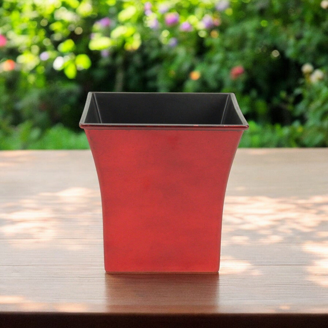 7" Red Recycled Plastic Indoor Outdoor Square Pot Planter-5