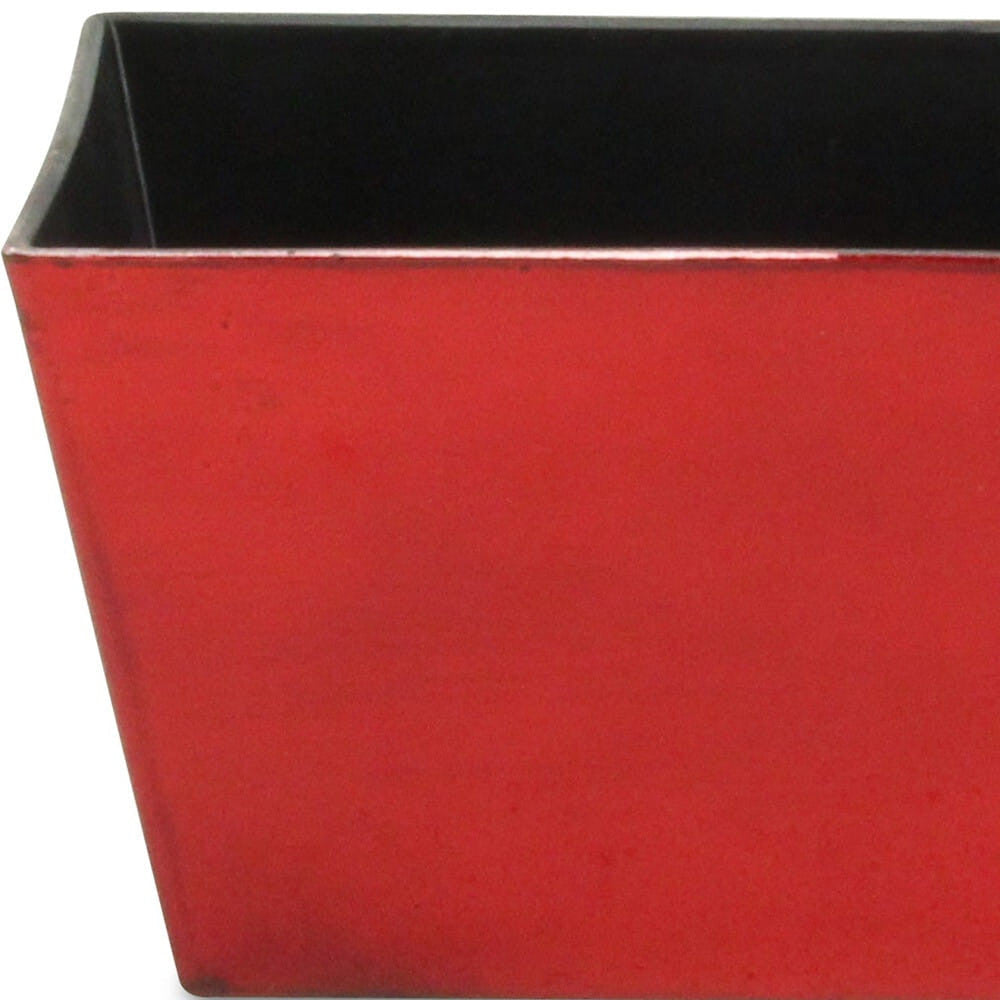 8" Red Recycled Plastic Indoor Outdoor Rectangular Planter Box-3