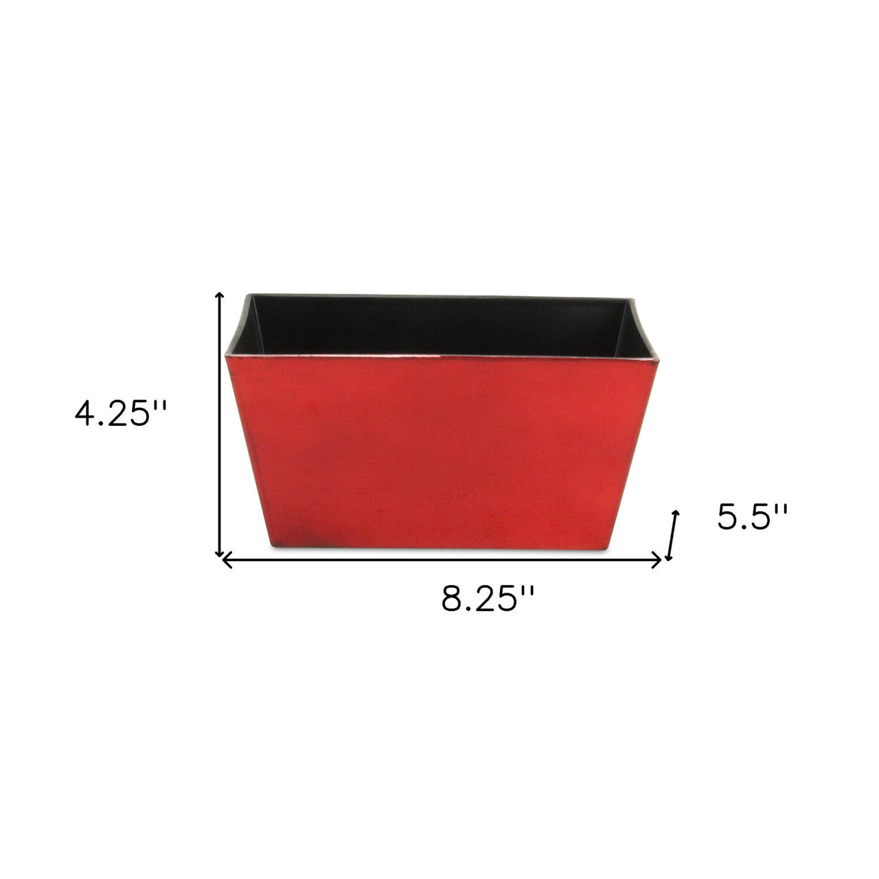 8" Red Recycled Plastic Indoor Outdoor Rectangular Planter Box-4