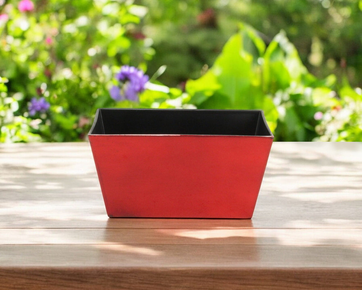 8" Red Recycled Plastic Indoor Outdoor Rectangular Planter Box-5