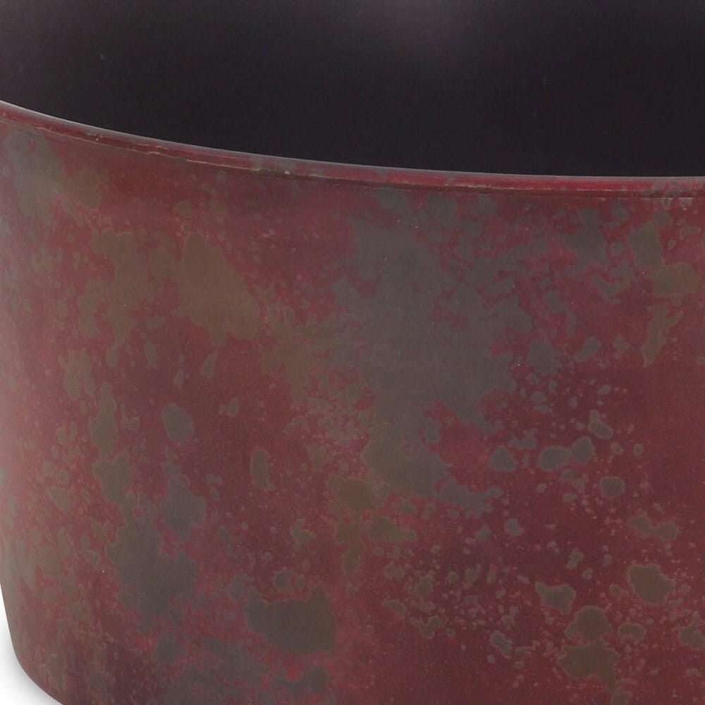 12" Red Recycled Plastic Indoor Outdoor Round Pot Planter-2