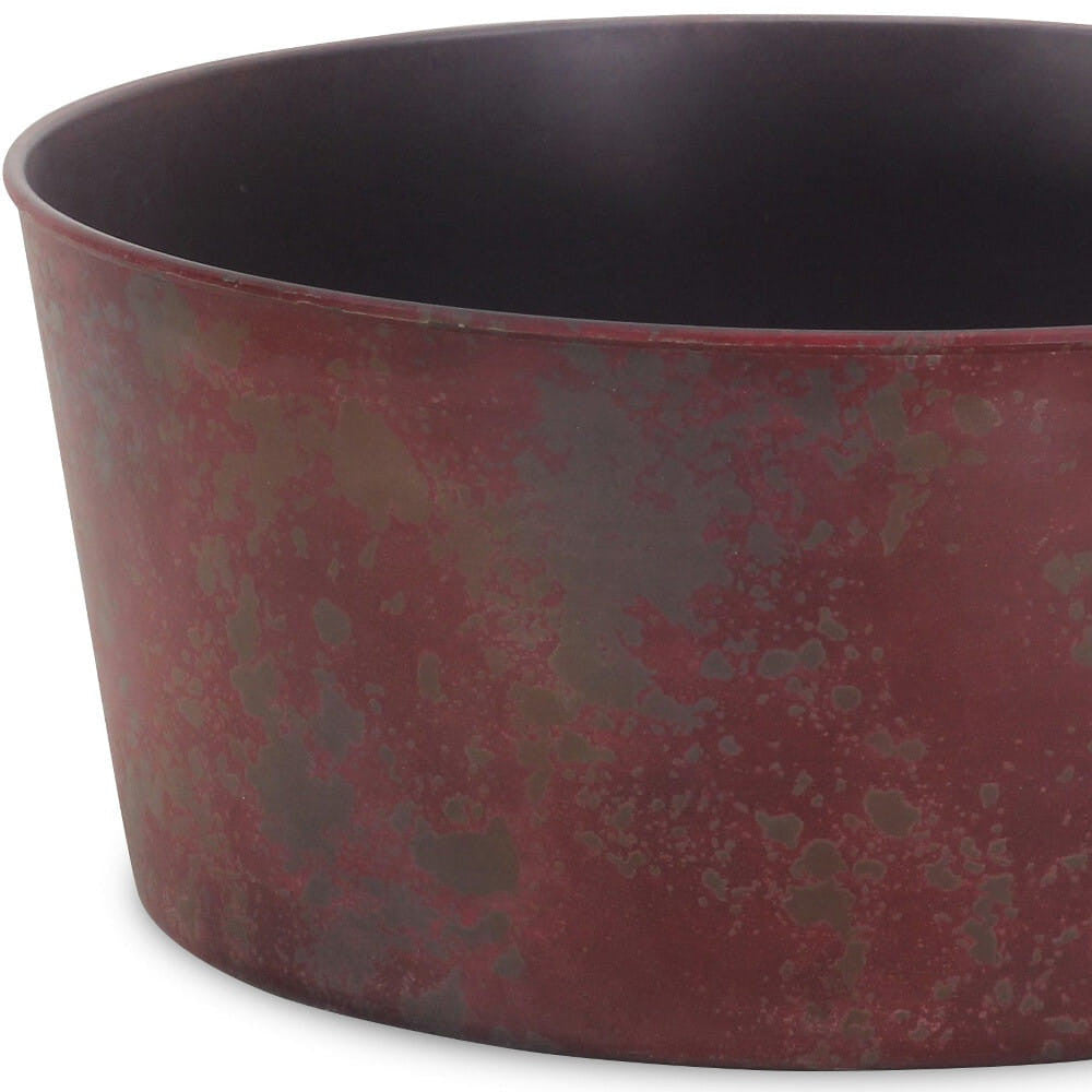 12" Red Recycled Plastic Indoor Outdoor Round Pot Planter-3