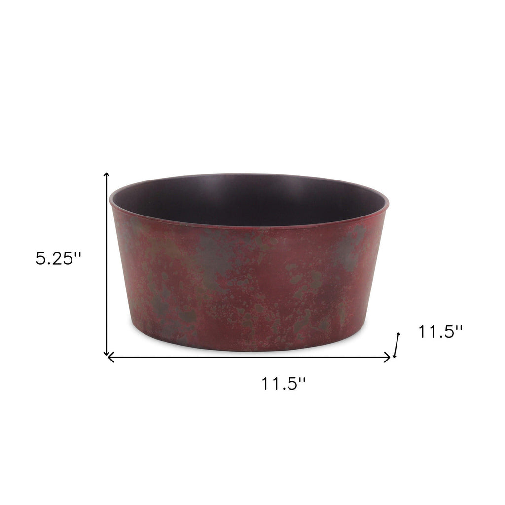 12" Red Recycled Plastic Indoor Outdoor Round Pot Planter-4