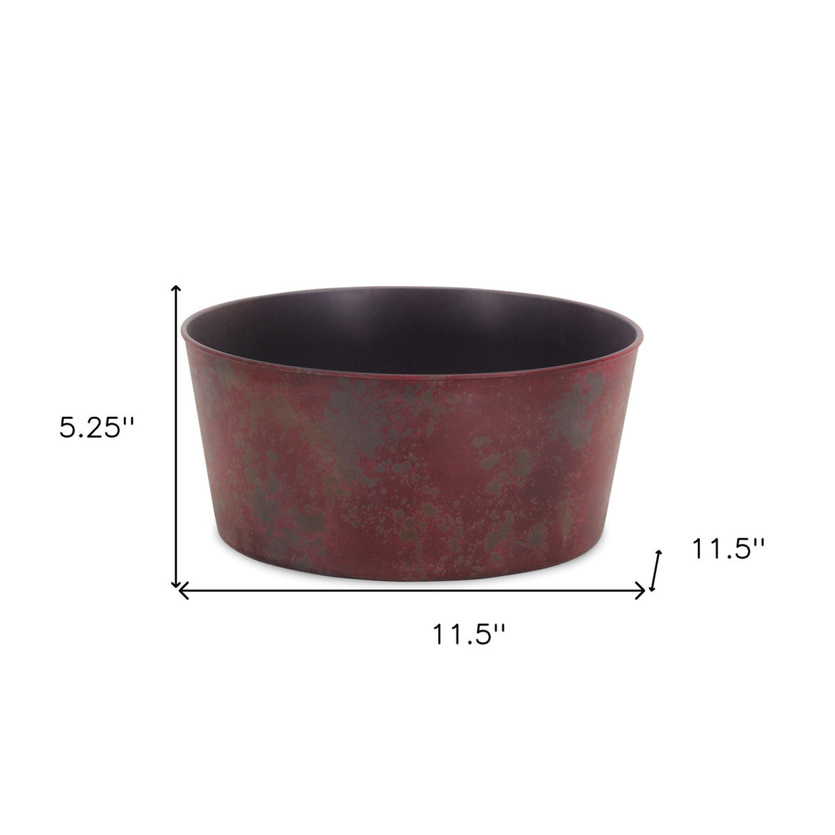 12" Red Recycled Plastic Indoor Outdoor Round Pot Planter-4