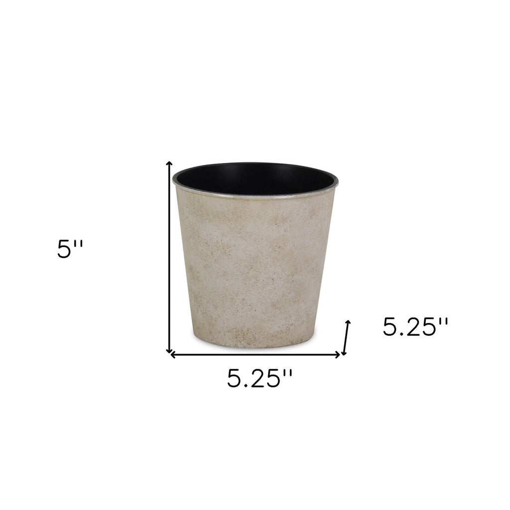 5" Cream Recycled Plastic Indoor Outdoor Round Pot Planter-4