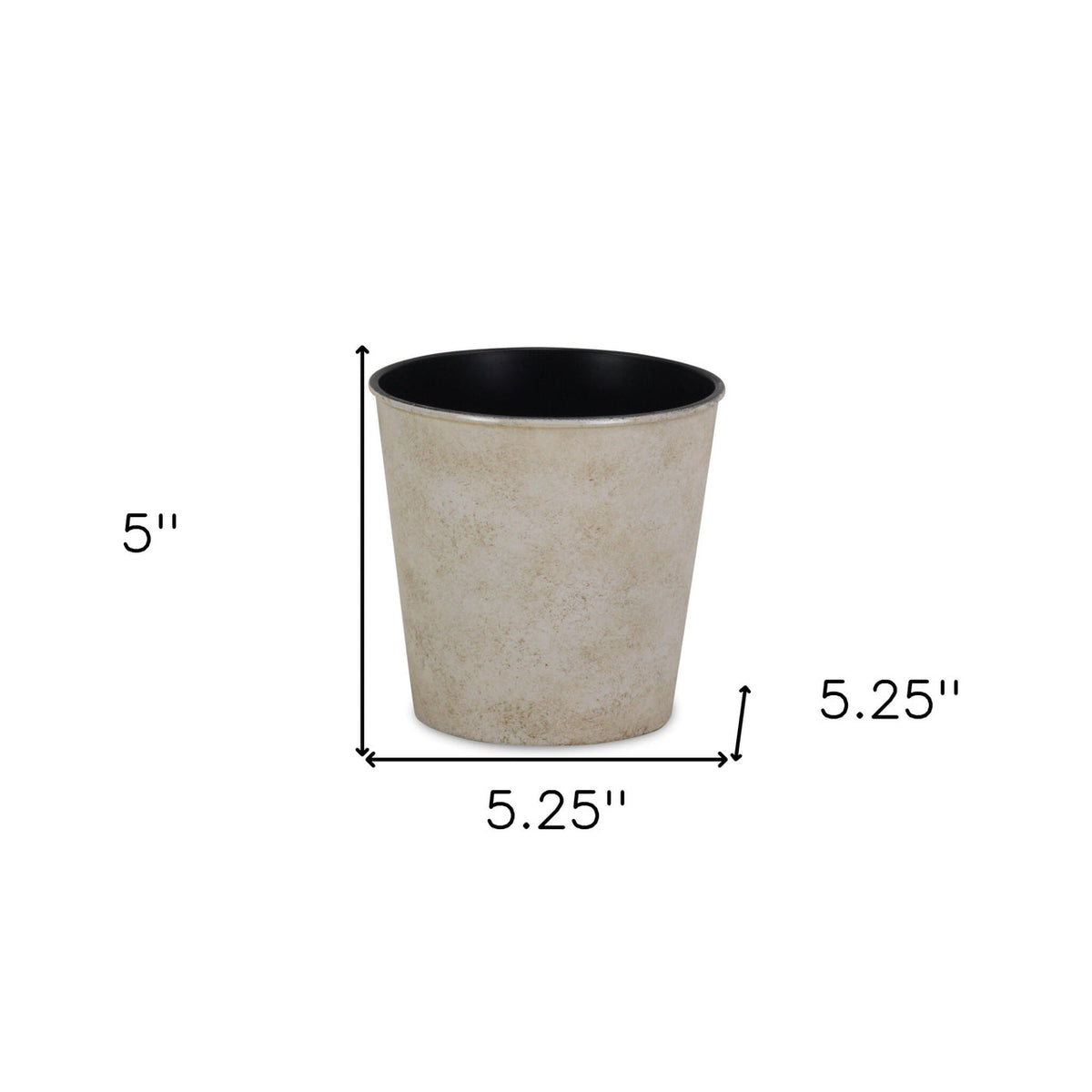 5" Cream Recycled Plastic Indoor Outdoor Round Pot Planter-4