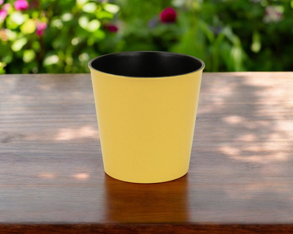 5" Yellow Recycled Plastic Indoor Outdoor Round Pot Planter-5