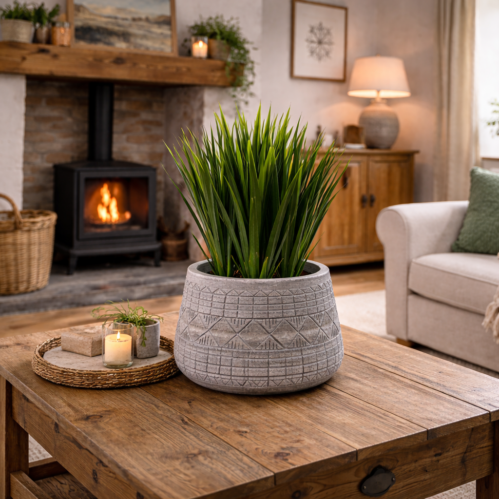Large Composite Embossed Planter-0