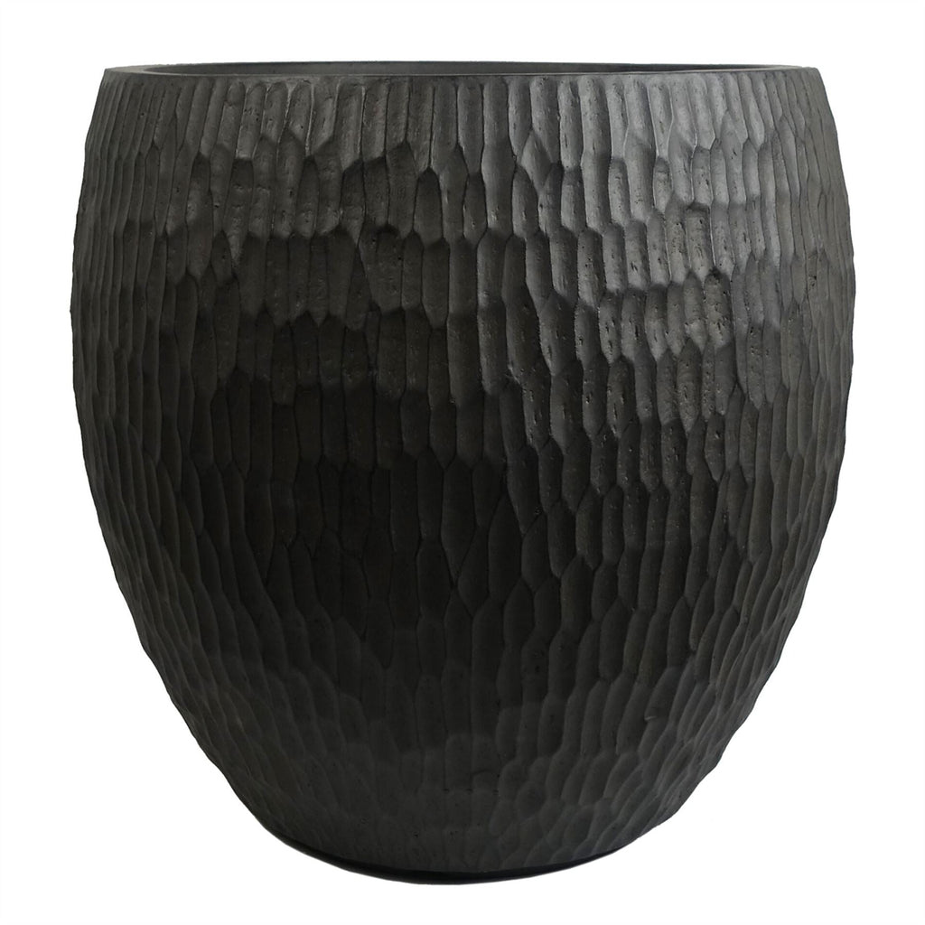 43cm Inoke Embossed Large Grey Composite Planter Plant Pot-0