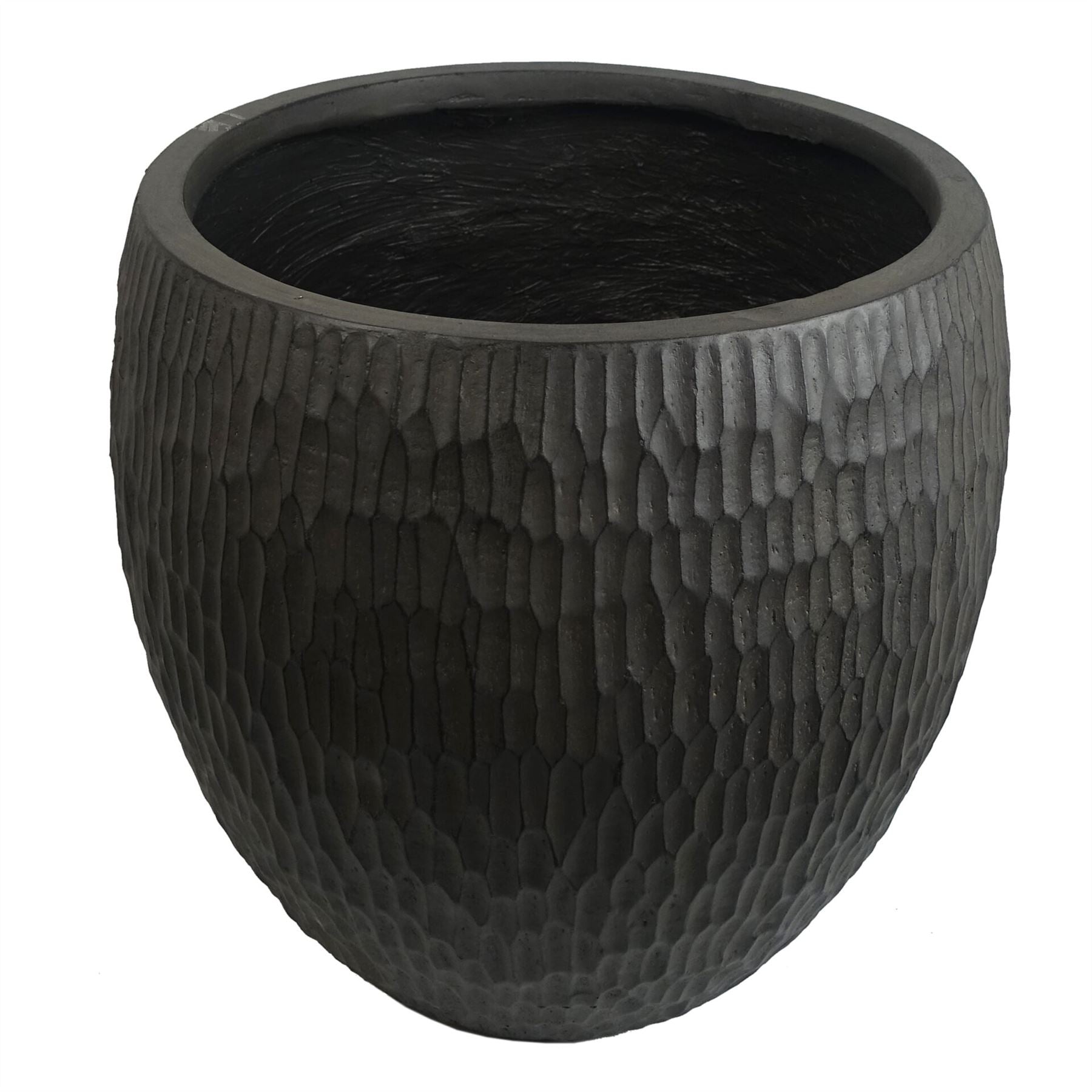 43cm Inoke Embossed Large Grey Composite Planter Plant Pot-2