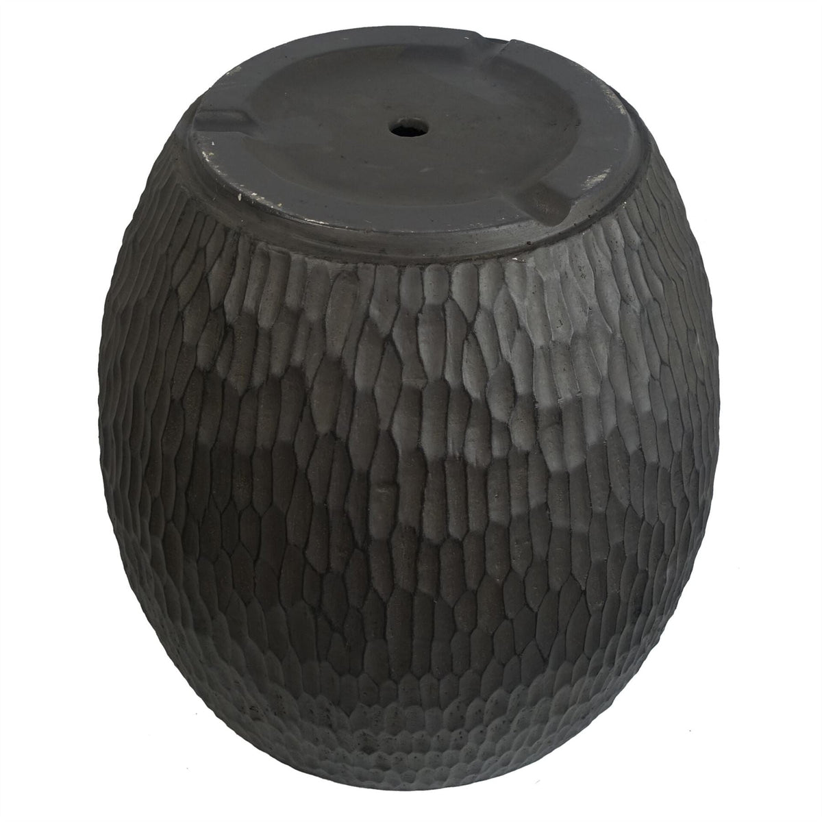 43cm Inoke Embossed Large Grey Composite Planter Plant Pot-4