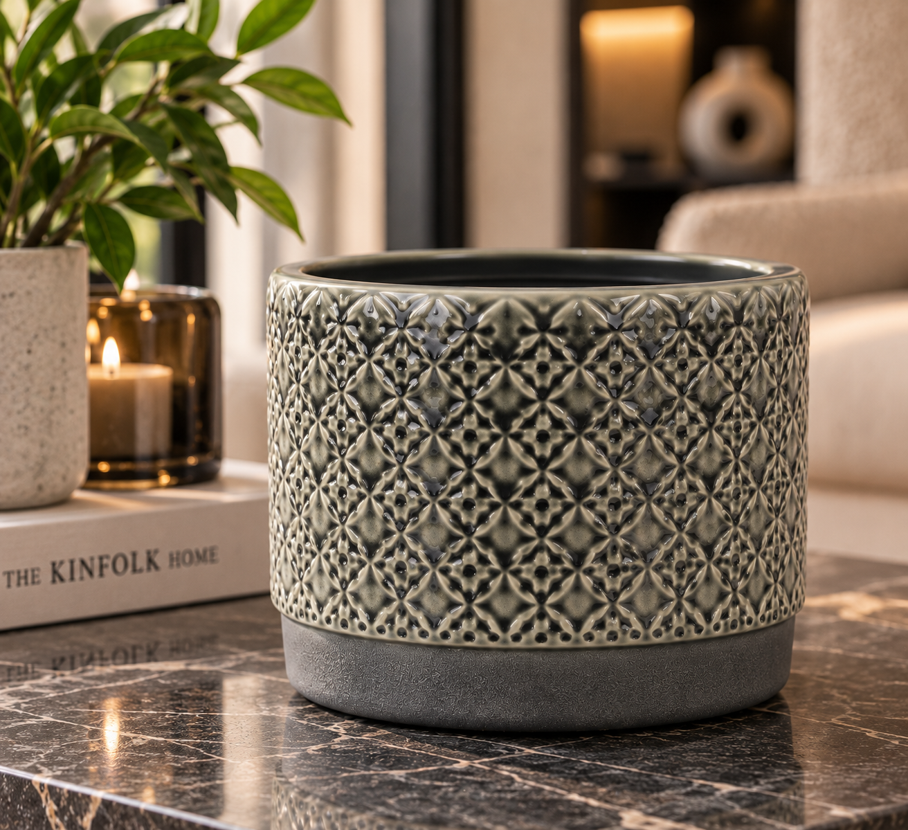 Moderne Grijze Decoratieve Bloempot