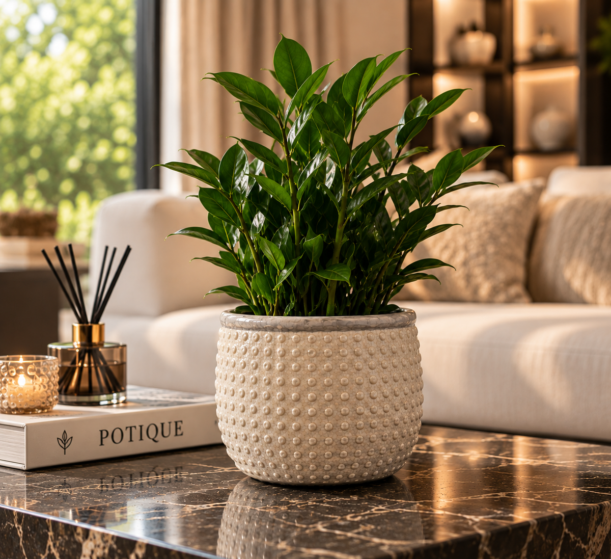 Beige Keramische Bloempot – Dot