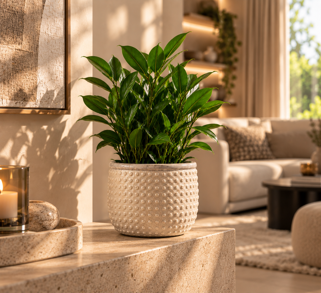 Beige Keramische Bloempot – Dot