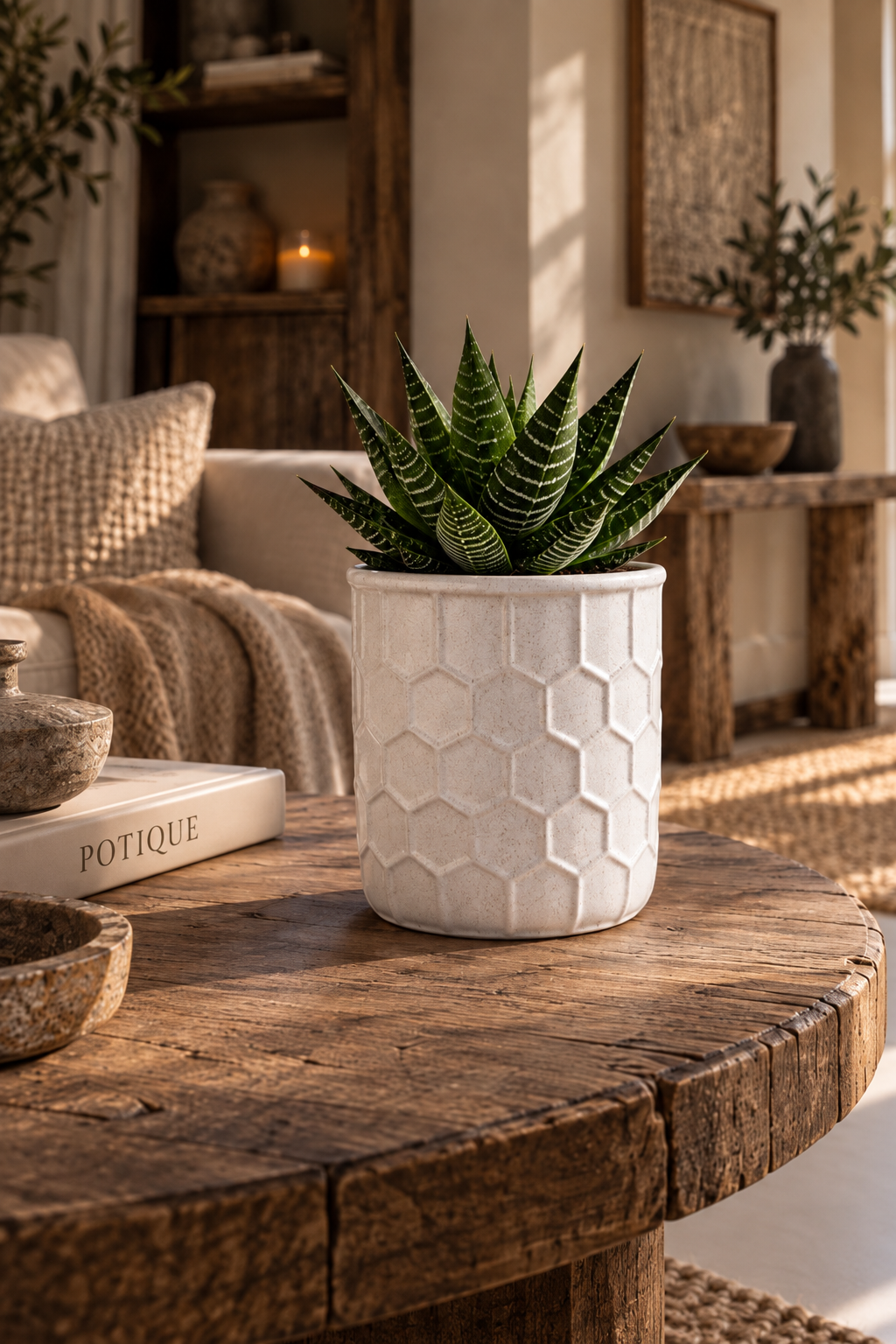 Witte Keramische Bloempot – honinggraad