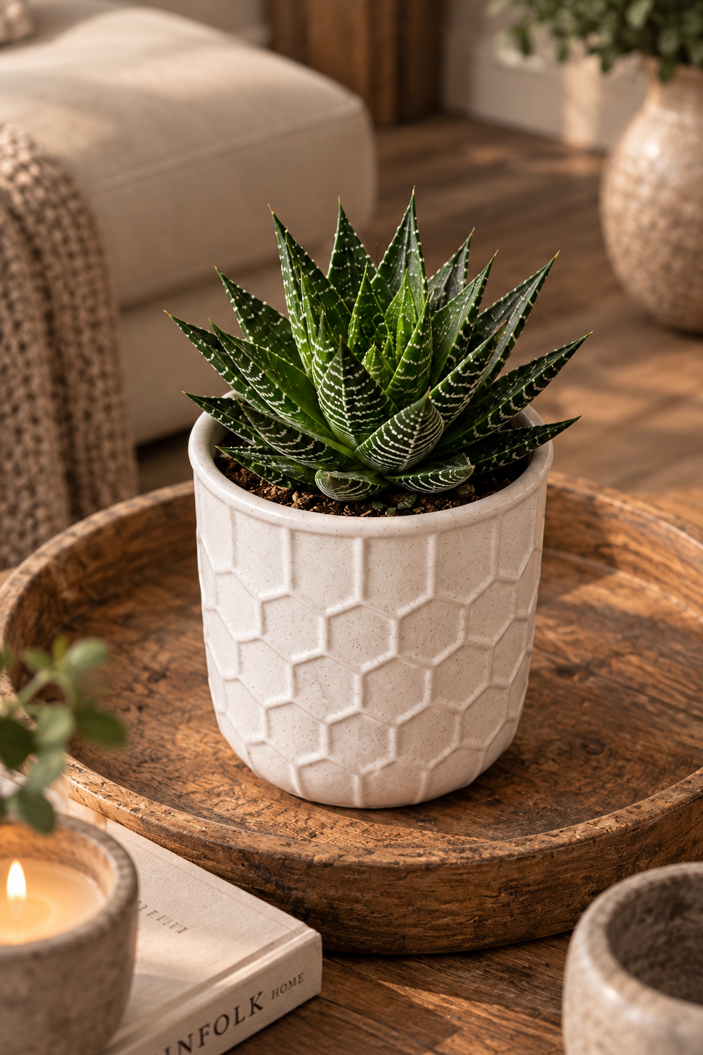 Witte Keramische Bloempot – honinggraad