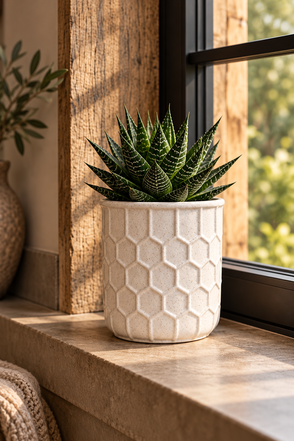 Witte Keramische Bloempot – honinggraad