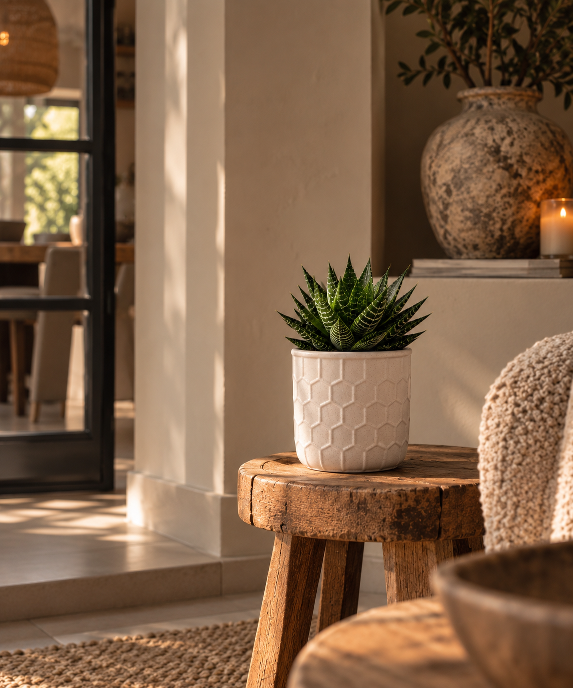 Witte Keramische Bloempot – honinggraad