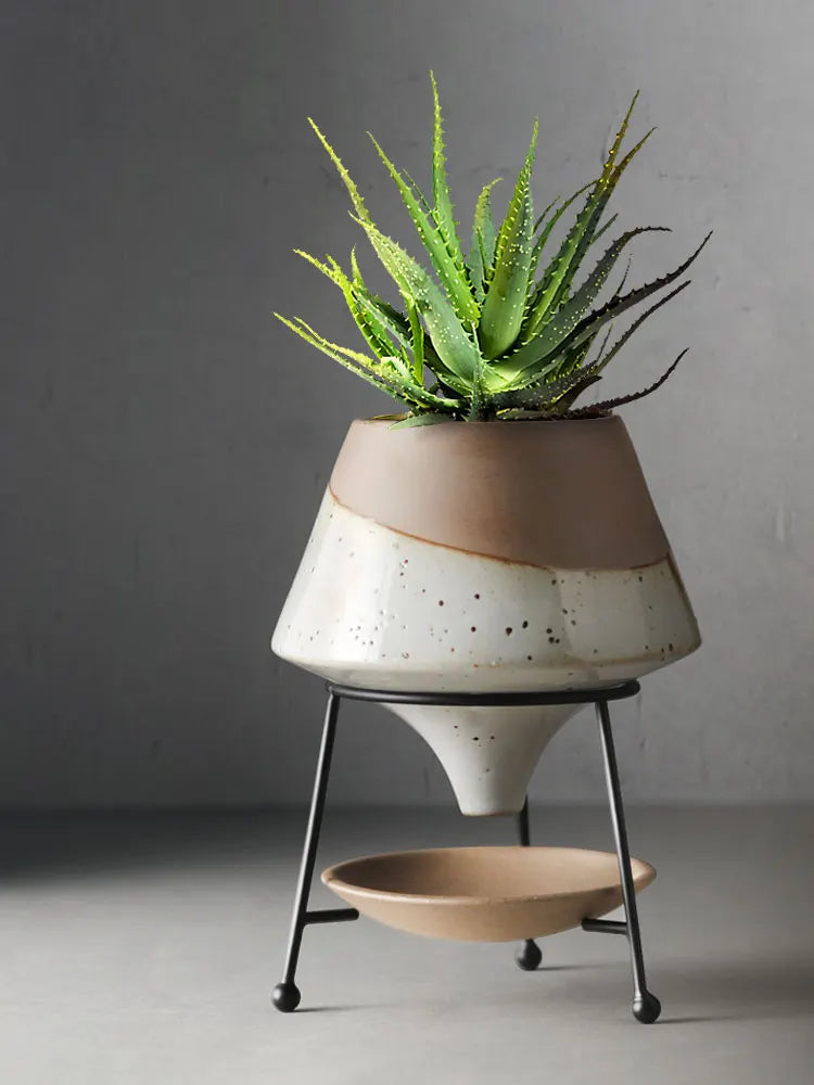 Ceramic Elegance: Two-Tone Flower Pots-1