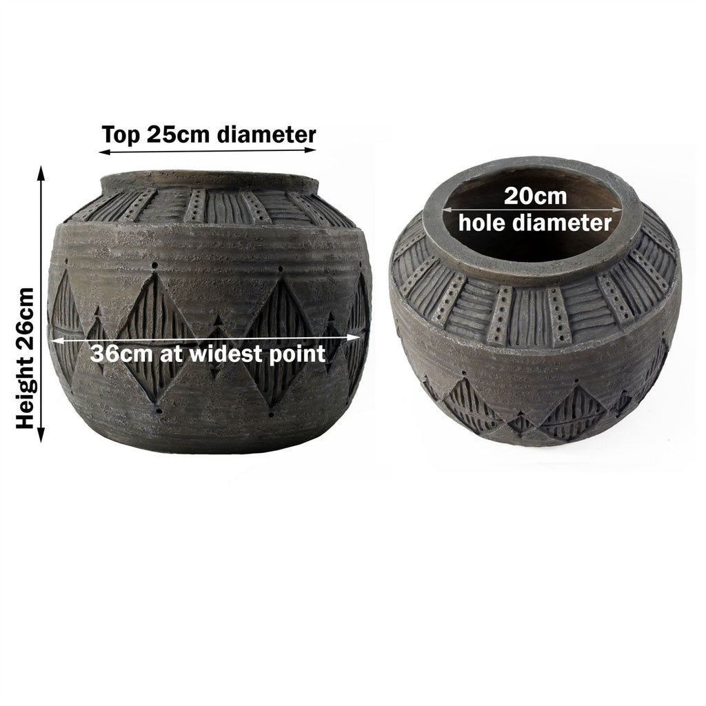 Large Planters Plant Pots Large Grey Gliese Diamond Planter 26cm x 36cm Botanik-2