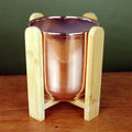 Gold Ceramic Planter Bamboo Stand with Plant Pot-0
